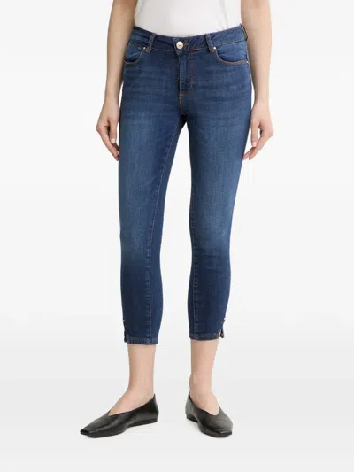 Fracomina Cropped Zip-detail Jeans In Blue