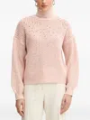 Fracomina Crystal-embellished Roll-neck Sweater In Pink