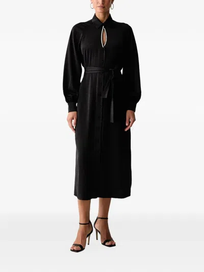 Fracomina Crystal-embellished Belted Midi Dress In Black