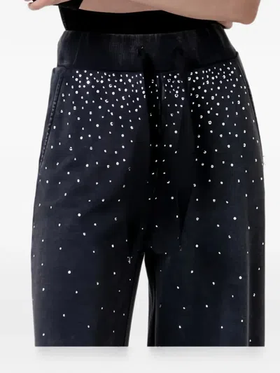 Fracomina Crystal-embellished Drawstring-waist Trousers In Black