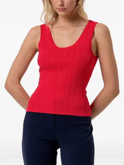 Fracomina Crystal-embellished Ribbed Top In Red