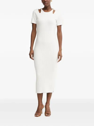 Fracomina Cut-out Chain-link Midi Dress In White