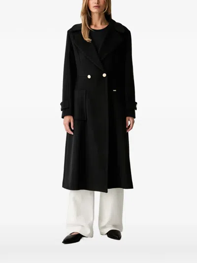 Fracomina Double-breasted Coat In Black