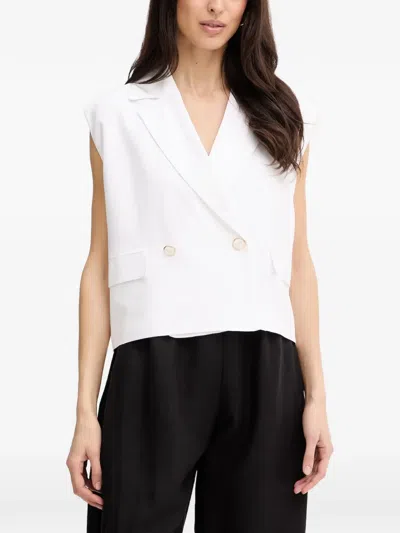 Fracomina Double-breasted Sleeveless Blazer In White