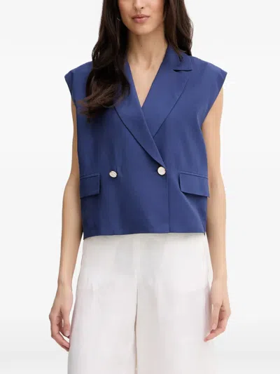 Fracomina Double-breasted Sleeveless Top In Blue