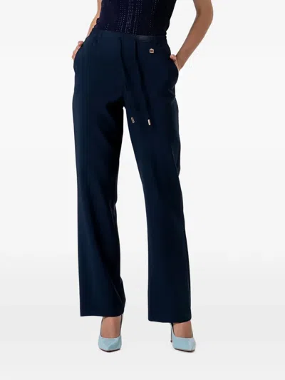 Fracomina Drawstring Straight-leg Trousers In Blue