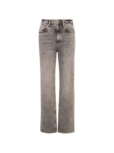 Fracomina Embellished Straight-leg Jeans In Gray