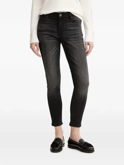 Fracomina Embellished-pocket Whiskered Jeans In Black