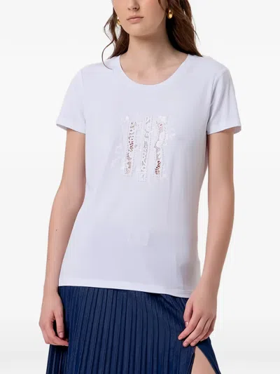 Fracomina Embroidered Faux-pearl T-shirt In White