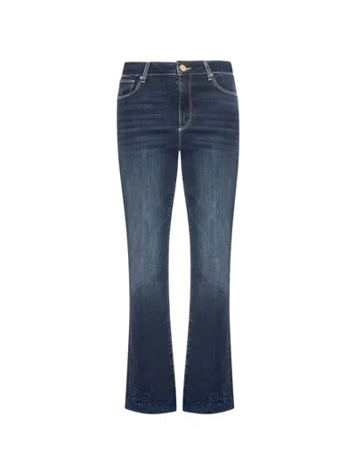 Fracomina Embroidered-hem Flared Jeans In Blue