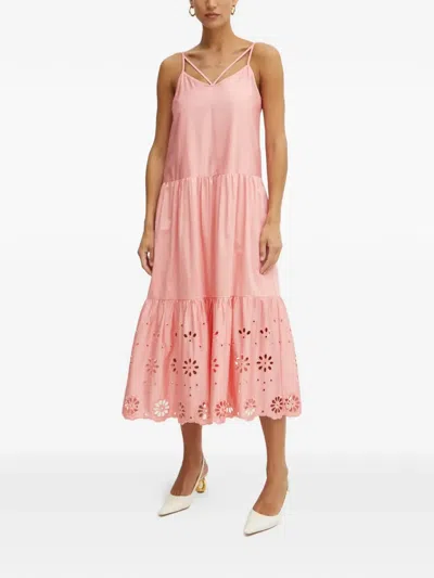 Fracomina Eyelet Tiered Dress In Pink