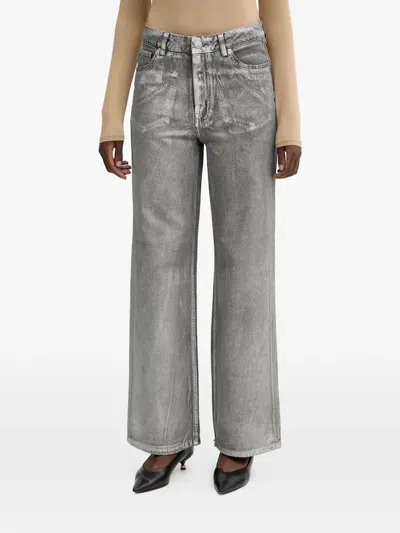 Fracomina Faded Wide-leg Trousers In Gray