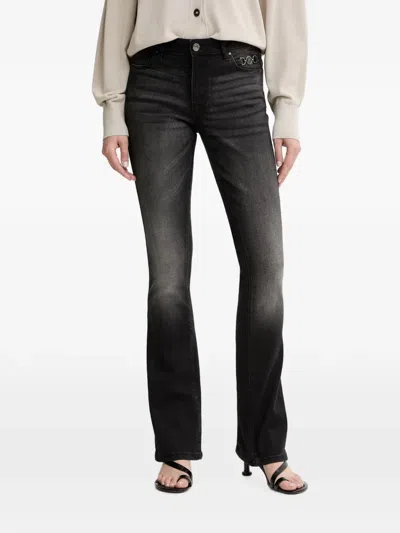 Fracomina Faded-effect Logo-plaque Jeans In Black