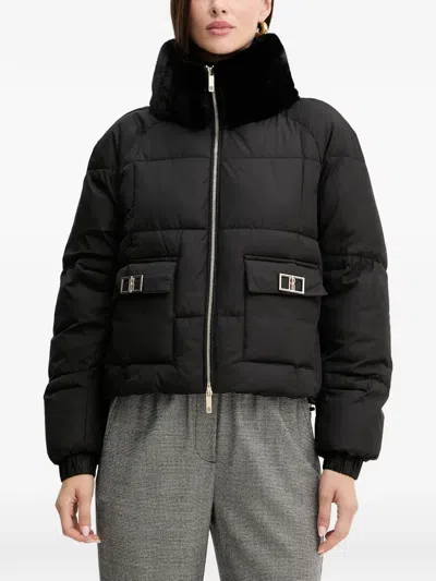 Fracomina Faux-fur-collar Padded Jacket In Black