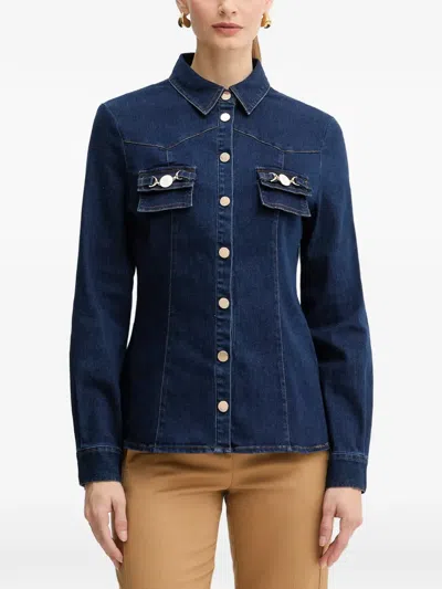Fracomina Flap-pocket Denim Shirt In Blue