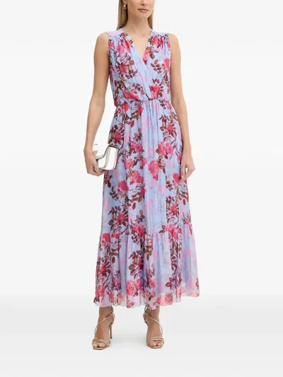 Fracomina Floral-print V-neck Maxi Dress In Blue