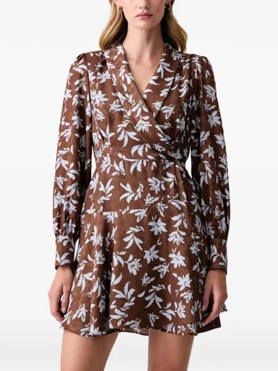 Fracomina Floral-print Wrap Mini Dress In Brown