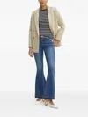 Fracomina Frayed Flared Cotton Jeans In Blue