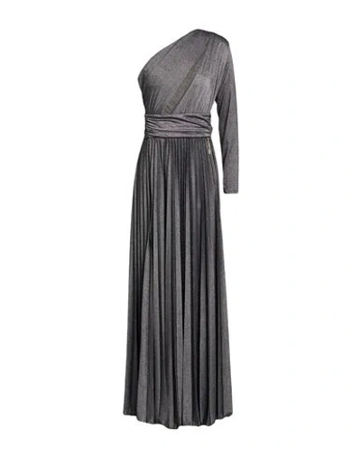Fracomina Gold Woman Maxi Dress Charcoal Size M Polyester, Viscose, Polyamide, Elastane In Gray