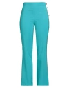Fracomina Gold Woman Pants Turquoise Size 12 Polyester, Elastane In Blue