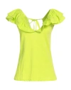Fracomina Gold Woman Top Lime Green Size M Cotton, Elastane