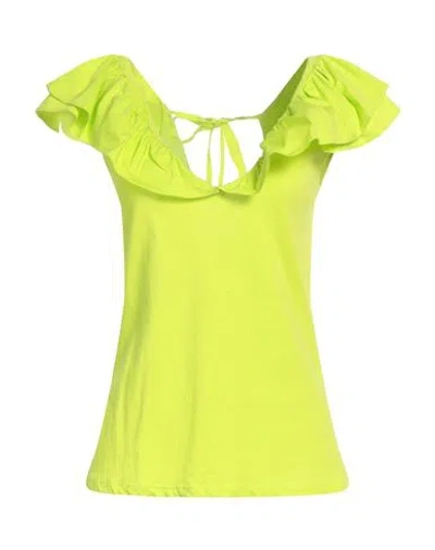 Fracomina Gold Woman Top Lime Green Size M Cotton, Elastane