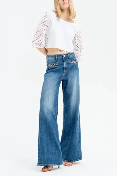 Fracomina High Flare Pant In Superstone In Blue