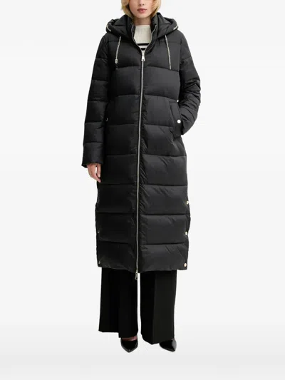 Fracomina Hooded Quilted Jacket In Black