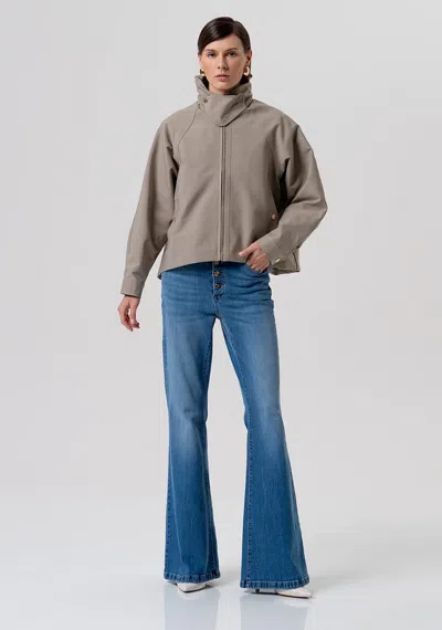 Fracomina Jacket In Technical Fabric Woman Mud In Gray