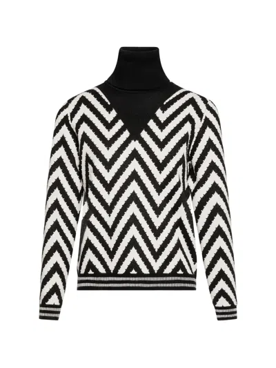 Fracomina Jacquard Roll-neck Sweater In Black