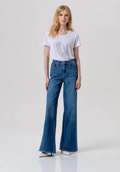 Fracomina Jeans With Wide Background Medium Blue Woman