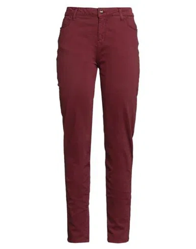 Fracomina Jeans Woman Pants Burgundy Size 25 Cotton, Elastane In Red
