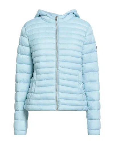 Fracomina Jeans Woman Puffer Azure Size L Polyamide In Blue