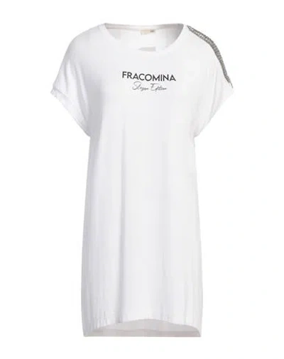 Fracomina Jeans Woman T-shirt White Size Xl Viscose, Elastane