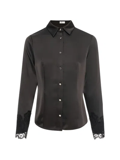 Fracomina Lace-trim Shirt In Black