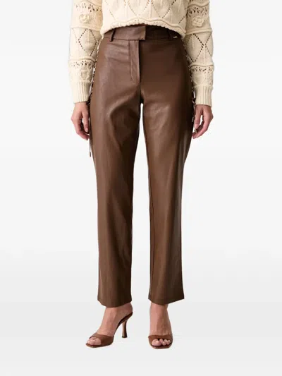 Fracomina Lace-up Straight-leg Trousers In Animal Print