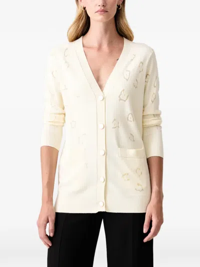 Fracomina Leopard-print V-neck Cardigan In White
