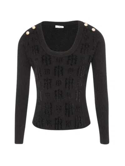 Fracomina Logo-jacquard Button-detail Sweater In Brown