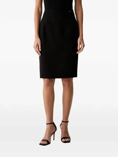 Fracomina Logo-plaque Darted Midi Skirt In Black