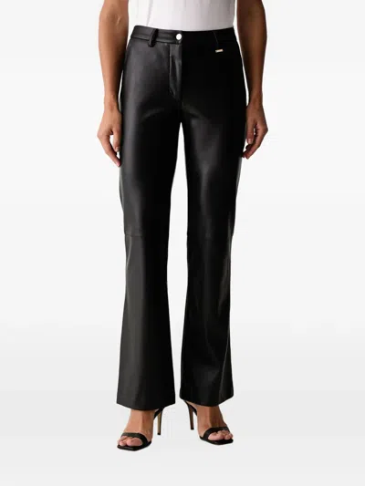 Fracomina Logo-plaque Flared Trousers In Black