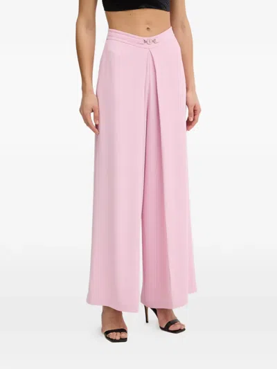 Fracomina Logo-plaque Pleated Trousers In Pink