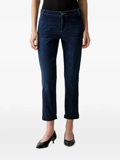 Fracomina Logo-plaque Turn-up Jeans In Blue