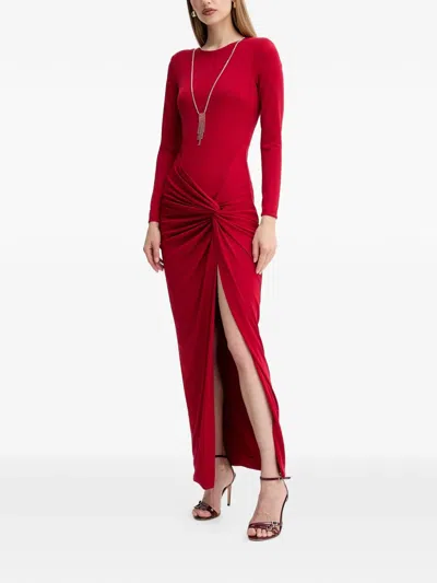 Fracomina Long-sleeve Twisted Maxi Dress In Red