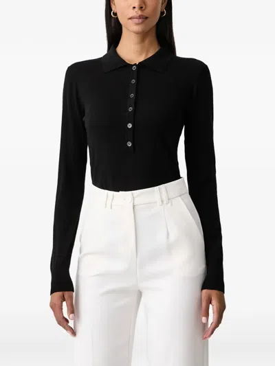 Fracomina Long-sleeve Polo Bodysuit In Black