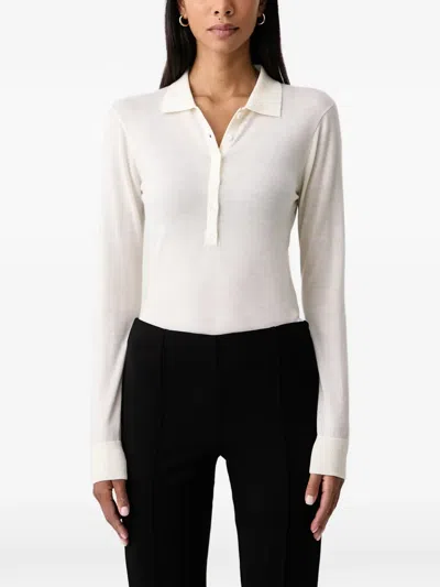 Fracomina Long-sleeve Polo Bodysuit In White
