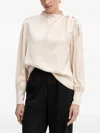 Fracomina Mock-neck Satin Top In Neutral