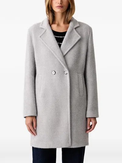 Fracomina Notched-lapel Double-breasted Coat In Gray