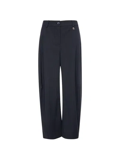 Fracomina Pinstripe Balloon-leg Trousers In Blue