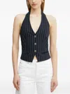 Fracomina Pinstripe Buttoned Halter Top In Blue