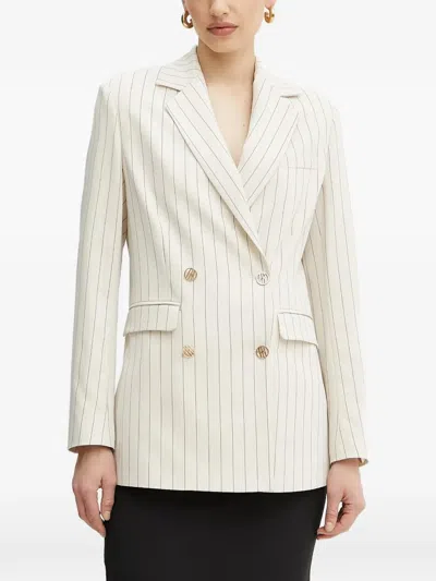 Fracomina Pinstripe Double-breasted Blazer In Neutral